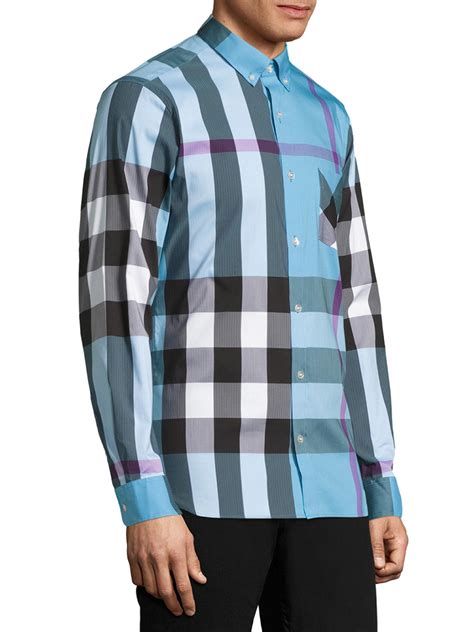 blue burberry button down|burberry button down sale.